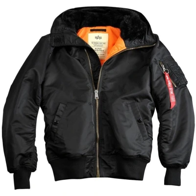 Abbildung von Alpha Industries MA1 Hooded Übergangsjacke, Herren, Größe: Large, Black