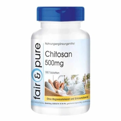 Abbildung von Fair &amp; Pure® Chitosan 500mg 180 Tabletten hochdosiert natürlicher Ballaststoff ohne Magnesiumstearat