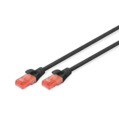 Abbildung von DIGITUS LAN Kabel Cat 6 1m RJ45 Netzwerkkabel UTP Ungeschirmt Kompatibel zu 6A &amp; 5e Schwarz