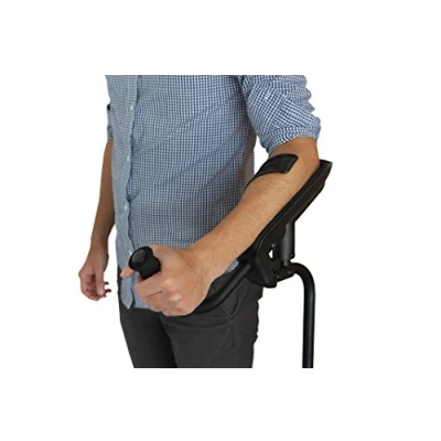 Abbildung von KMINA PRO Krücken für Erwachsene (x1 stück, Linkes), Unterarmgehstützen, Gehhilfen, Orthopädische zum Gehen, Schwarz mit Softgriff, Linkes Exemplar Made in Europe