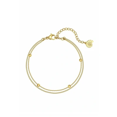 Abbildung von Happiness Boutique Damen Armband Layered Filigrane Zweireihige Armkette mit Kügelchen Wasserfest Edelstahlschmuck