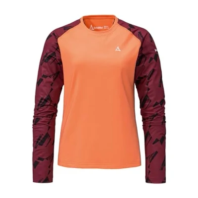 Abbildung von Schöffel Damen Longsleeve Lakata Trail L, atmungsaktives MTB Shirt, Fahrradtrikot mit 4 Wege Stretch und 4D BODY MAPPING, Langarmshirt für Radsport integriertem Brillenputztuch, melon, 44