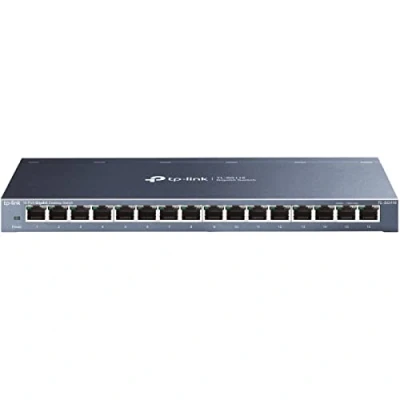 Abbildung von TP Link TL SG116 16 Ports Gigabit Netzwerk Switch (32 Gbit/S Switching Kapazität, geschirmte RJ 45 Ports, Metallgehäuse, IGMP snooping, Unmanaged, Plug und Play, lüfterlos) blau metallic