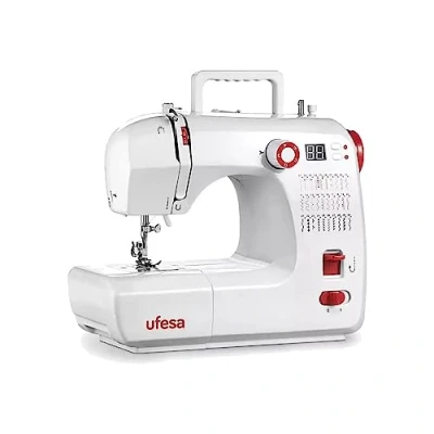 Abbildung von Ufesa SW3003 Nähmaschine mit 30 Stichen, LCD Display, 2 Geschwindigkeiten, Nählicht, Pedal/Manueller Schalter, 12 V Leistung
