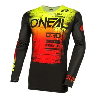 Abbildung von O&#039;NEAL Motocross Shirt Langarm MX MTB Mountainbike Leichtes Material, ergonomischer Slim Fit Schnitt für perfekte Passform Mayhem Jersey Scarz V.24 Erwachsene Schwarz Rot Größe XL