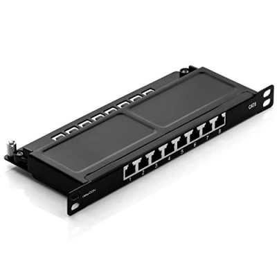 Abbildung von deleyCON CAT 6 0,5 HE Patchpanel Mini Verteilerfeld 8 Port Desktop 10&quot; Zoll Rackeinbau Servermontage RJ45 geschirmt TIA568A TIA568B RAL 9005 Schwarz