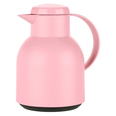 Abbildung von Emsa Samba Isolierkanne F40103 1 Liter Kunststoff, Quick Press Verschluss 100% dicht 12h heiß, 24h kalt Puderrosa, Puder Rosa