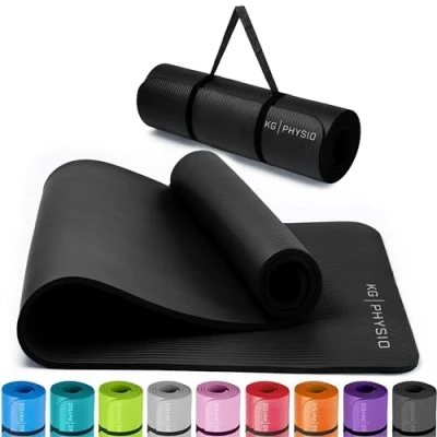 Abbildung von KG Physio Yogamatte Rutschfest und Gepolstert Yoga Matte mit Tragegurt, Fitnessmatte, Turnmatte, Sportmatte Dicke 8mm, Gymnastikmatte, Gym Matte, Pilates Fitness Sport, 183x60cm