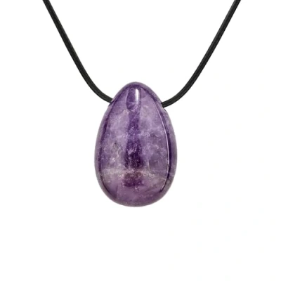 Abbildung von PURAJA Amethyst Anhänger Kristall Kette mit Tropfen inkl. edlem Kordband Premium aus hochwertigen Mineralien