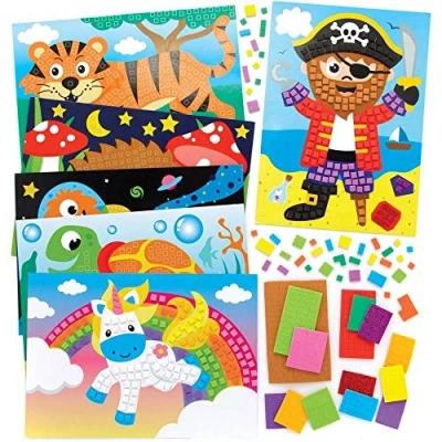 Abbildung von Baker Ross Verschiedene Mosaik Sets, 6er Packung, Mosaikfliesen Kunst und Basteln, Sets für Kinder, kreative Aktivitäten FE502