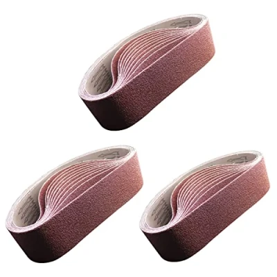 Abbildung von 30 Stück Schleifbänder 75x533 mm, je 5 x Körnung 60/80/120/180/240/400, Profi Schleifpapier Schleifband für Bandschleifer und Schleifmaschine
