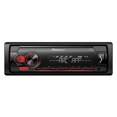 Abbildung von Pioneer MVH S120UI 1 DIN Autoradio mit RDS, rot, halbe Einbautiefe, USB für MP3, WMA, WAV, FLAC, AUX Eingang, Android Unterstützung, iPhone Steuerung, ARC App kompatibel