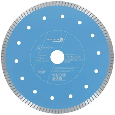 Abbildung von PRODIAMANT Profi Diamant Fliesenscheibe ø 230mm F33 Bohrung 30mm mit Distanzring 25,4mm Natursteine Granit Kremik und Fliesen für Wassersäge Fliesenschneider