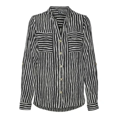 Abbildung von VERO MODA Damen VMBUMPY L/S Shirt New WVN GA NOOS Langarmbluse, Black/Stripes:Mara, S