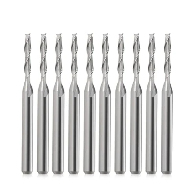 Abbildung von EU_HOZLY CNC Fräser 1/8&quot; Schaft Bit Schaftfräser Flachkopf Hartmetall Zweiflöte 3.175mm Spiral Upcut Werkzeug Set für Holz PVC MDF Hartholz 10tlg