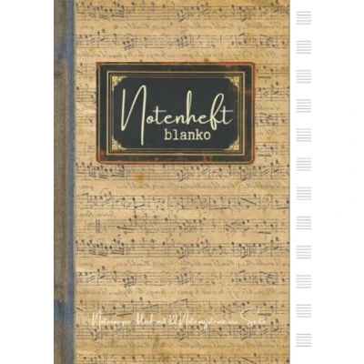 Abbildung von Notenheft blanko Notenpapier block mit 12 Notensysteme pro Seite: Leere Notenblätter A4 110 Seiten inklusive Index, 90 g/m².
