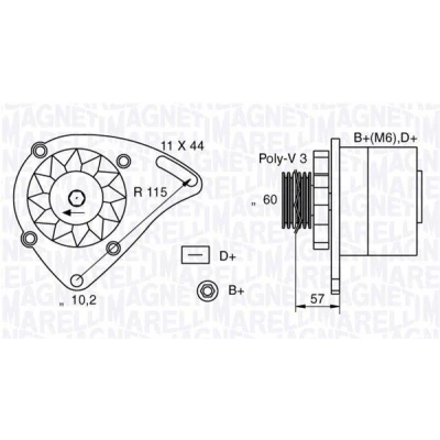 Abbildung von MAGNETI MARELLI 063321173010 Lichtmaschine 12V 65A FIAT: Panda I Hatchback, Punto Hatchback
