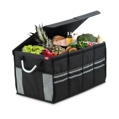 Abbildung von achilles Strong Box extrem belastbare Transport Tasche Faltbox für den Kofferraum, Reisen oder Einkauf (Schwarz)