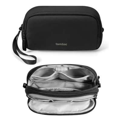 Abbildung von tomtoc Kabeltasche Zubehörtasche, Reise Elektronik Organizer Tasche Tragbar Kabelorganizer Tech Pouch Bag für Laptop Zubehör, Powerbank, Ladekabel, Ladestecker, Festplatte, DJI Osmo Pocket 3, Schwarz