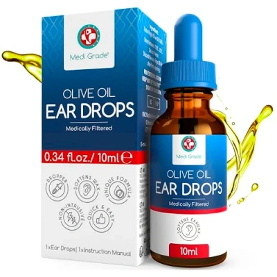 Abbildung von Medi Grade Ohrenschmalz Entferner 100% Rein Medizinisches Olivenöl 10 ml Flasche Ohrenschmalzentfernen Ohrentropfen gegen Schnelle Ohren Reinigung