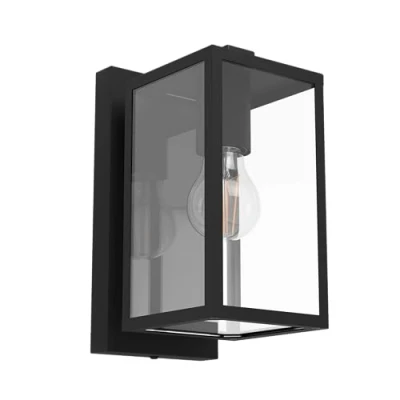 Abbildung von Eglo 900288 Wandleuchte BUDRONE schwarz E27 1X40W L:12cm B:16.5cm H:27cm dimmbar IP44