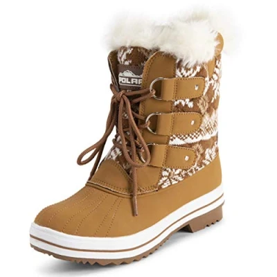 Abbildung von Polar Damen Mid Gepolstert Thermal Dauerhaft Gummisohle Wasserdicht Winter Schnee Kunstpelz Stiefels Tan Cardy UK6/EU39 YC0635