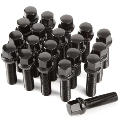 Abbildung von 20 Verlängerte Radschrauben Radbolzen für Spurverbreiterungen I M14x1,5x45mm Kugelbund R13 SW 17mm Kompatibel mitdie meisten Audi Volkswagen (Schwarz)