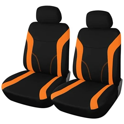 Abbildung von Upgrade4cars Auto Sitzbezüge Vordersitze Orange Schwarz Sitzschoner Set Universal für Fahrersitz &amp; Beifahrer Zubehör Innenraum