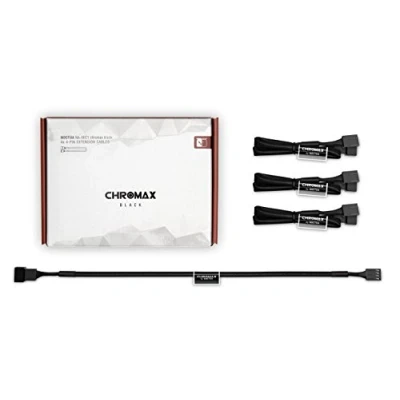 Abbildung von Noctua NA SEC1 chromax.black, 3 Pin/4 Pin Verlängerungskabel (30cm, Schwarz)