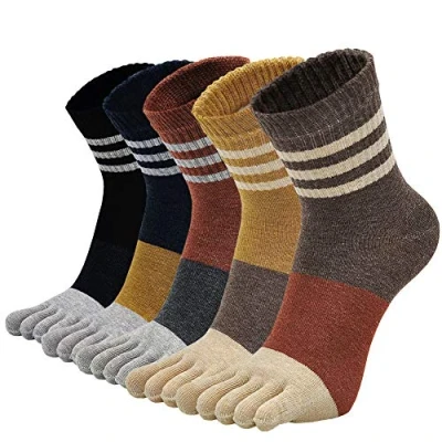 Abbildung von Zehensocken Damen Fünf Finger Socken aus Baumwolle, Sneaker mit Zehen für Sport Laufende Freizeit, atmungsaktive und bunte Socken, 5 Paare, EU 36 41)