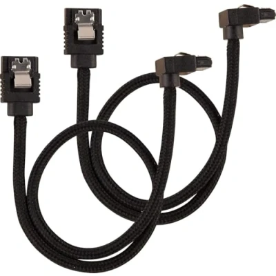 Abbildung von Corsair Premium Sleeved SATA 3 Kabel gewinkelt / gerade (6Gbps, 30 cm 90) Schwarz