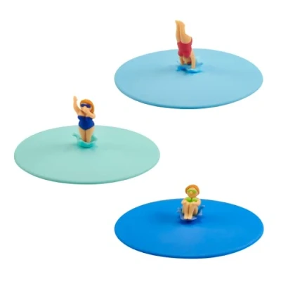 Abbildung von Lurch 210303 Mein Deckel Splash Girls 3er Set Glasabdeckungen aus Premium Platin Silikon Ø10,5cm, Blau