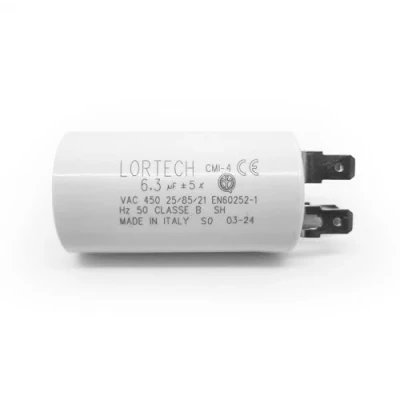 Abbildung von LORTECH PERMANENTER KONDENSATOR 6,3µF Ø 30mm x 56mm FLACHER BODEN HERGESTELLT IN ITALIEN