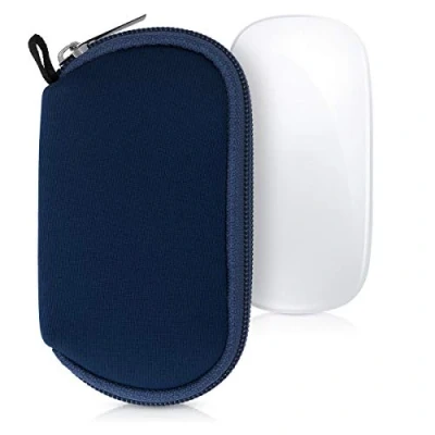 Abbildung von kwmobile Hülle kompatibel mit Apple Magic Mouse 1/2 Neopren für PC Schutzhülle Computer Maus Tasche Dunkelblau