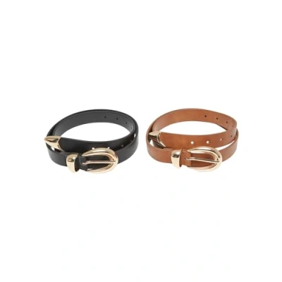Abbildung von Urban Classics Chunky Buckle LOOP 2PACK Gürtel, Damen, Größe: S/M, Black gold brown