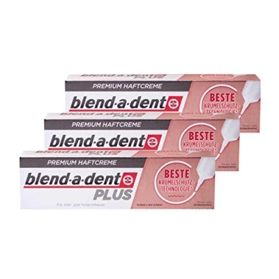 Abbildung von 3x Blend a dent Plus Premium Haftcreme KRÜMELSCHUTZ 40g für Voll und Teilprothesen
