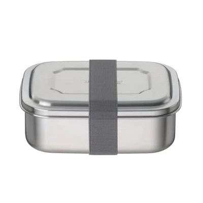 Abbildung von TC SANDWICH BOX 0,80 l, stone grey, Edelstahl unlackiert mit Textilband Brotdose aus Edelstahl, Pausenbrot für Uni, Schule, Büro, spülmaschinenfest, THERMOCAFÉ by THERMOS