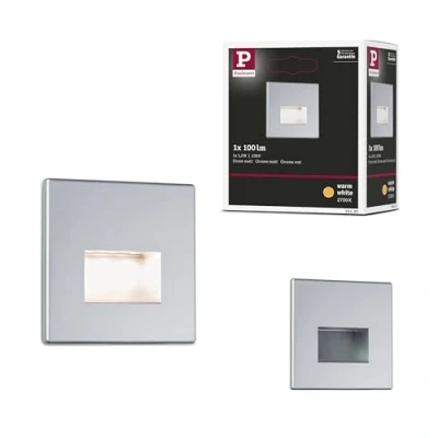 Abbildung von Paulmann 99495 LED Wandeinbauleuchte Edge Quadro eckig 80x5mm 1,2W 50lm 230V 2700K Chrom matt Deckenspot inkl. Leuchtmittel