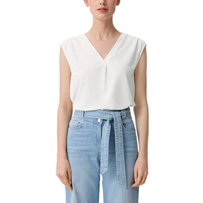 Abbildung von comma MIT Schulterraffung Tshirt basic, Damen, Größe: 34, Weiß
