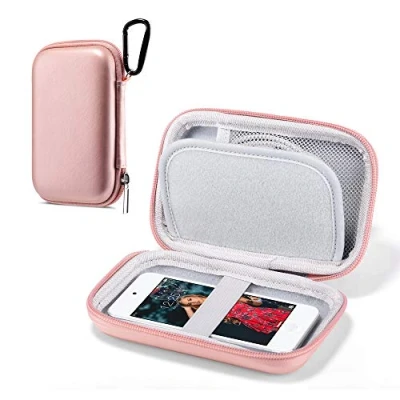 Abbildung von ULAK MP3 Spieler Tasche, Eva Case Hülle für iPod Touch &amp; Nano/Victure/Soulcker/SVMUU mit Bluetooth und anderem Musikplayer. Etui Powerbank, Kopfhörer, USB Kabel, Speicherkarte Rosegold
