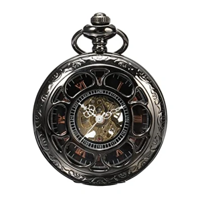 Abbildung von ShoppeWatch Taschenuhr mit Kette Herren Taschenuhren für Mechanische Taschen Uhr Handaufzug Steampunk Pocket Watch PW19