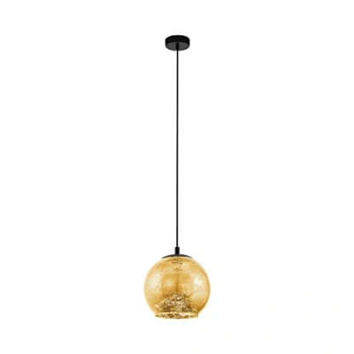 Abbildung von EGLO Hängelampe Alabraccin, Pendelleuchte Esstisch, Hängeleuchte aus Metall in schwarz und Glas gold, Esszimmerlampe hängend, E27 Fassung, Ø 27 cm