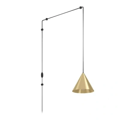 Abbildung von EGLO Hängelampe Narices, Lampenfassung mit Kabel und Stecker, Pendelleuchte über Esstisch, Esszimmerlampe aus Metall in Messing Gebürstet Schwarz, E27 Fassung