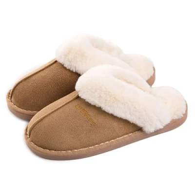 Abbildung von Misolin Damen Herren Hausschuhe Winter Warme Faux Pelz Slippers Weiche Flache Plüsch Pantoffeln Rutschfeste Outdoor/Indoor mit super Qualität, Hellbraun, 38.5/40 EU, M, 280