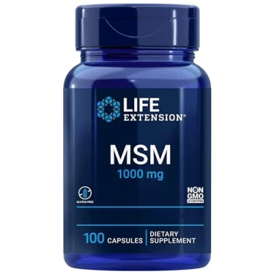 Abbildung von Life Extension, MSM, 1000mg, Methylsulfonylmethan, hochdosiert, 100 vegane Kapseln, Laborgeprüft, Glutenfrei, Vegetarisch, Sojafrei, Ohne Gentechnik