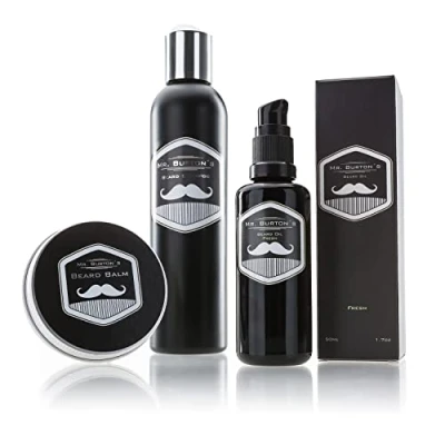 Abbildung von Bartpflege Set Fresh 3 teilig von Mr. Burton&#039;s. Inklusive Bartöl + Balsam Bartshampoo