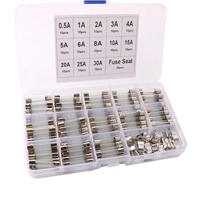 Abbildung von QitinDasen 130Pcs Professionell 6 X 30mm Auto Glasrohrsicherungen, Schnelle Schlag Glassicherung, Fast Glas Sicherungen, mit 20Pcs Sicherungssitz