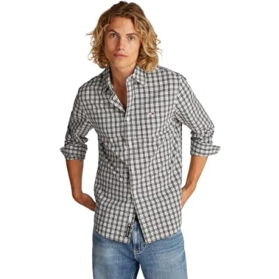 Abbildung von Tommy Jeans Herren TJM Reg Poplin Check Dm0dm20885 L/S Shirt, Black (Black Small Check), M EU