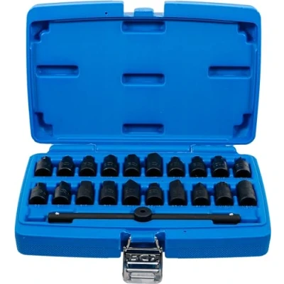 Abbildung von BGS 1014 Ölwannen Spezial Einsatz Satz 10 mm (3/8&quot;) 21 tlg, Schwarz / Blau
