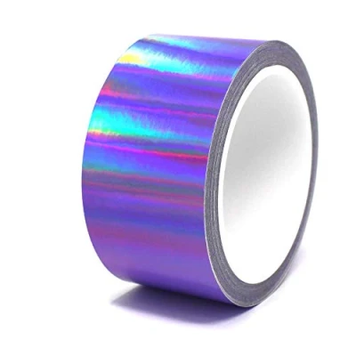 Abbildung von (1,79/m) 10 Meter Hologramm Zierstreifen Basteln Möbel Auto Motorrad Modellbau Deko Dekorstreifen Klebestreifen selbstklebend DIY (Hologramm Lila, 50mm Breite)
